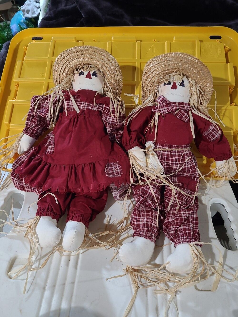Scarecrow Sit/hang/lay hay crow unique Halloween farm home decor set couple